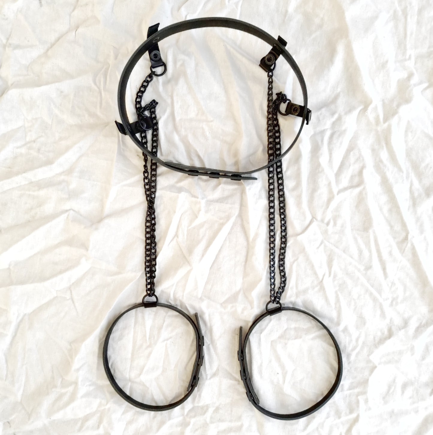 Leather and chains waist and legs harness