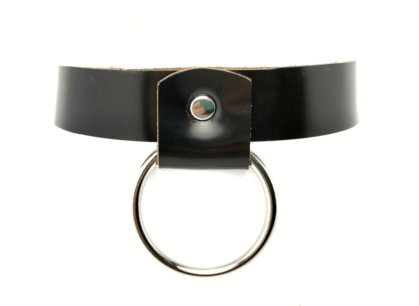 O-ring black leather choker