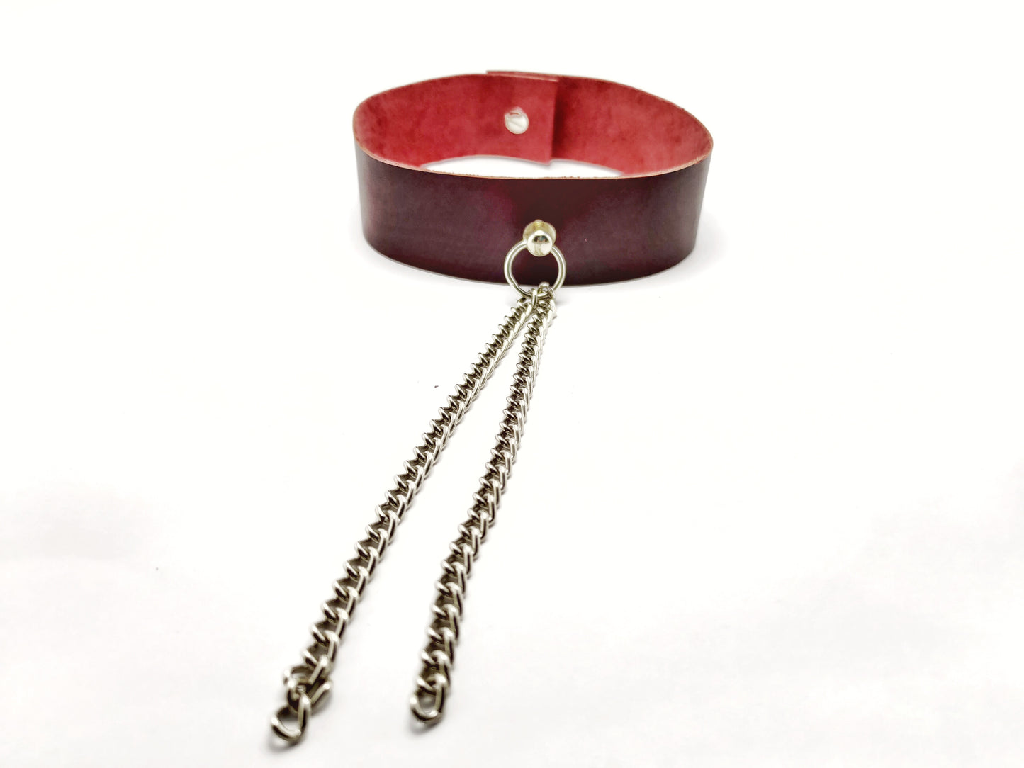 Red leather chain choker