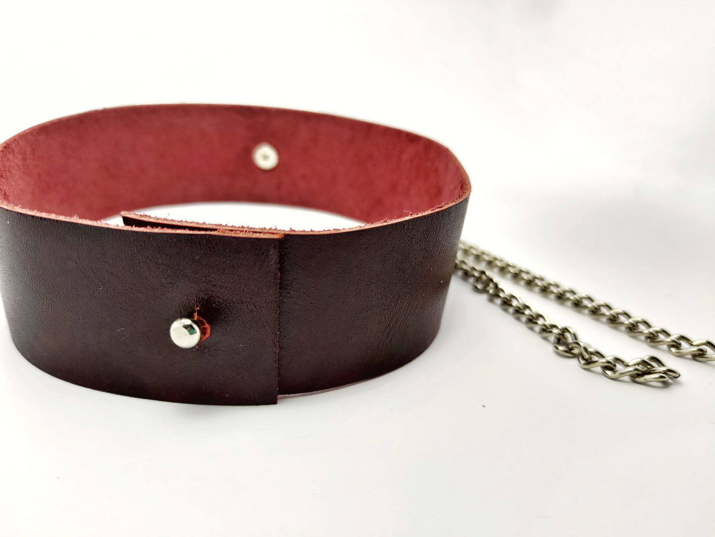 Red leather chain choker