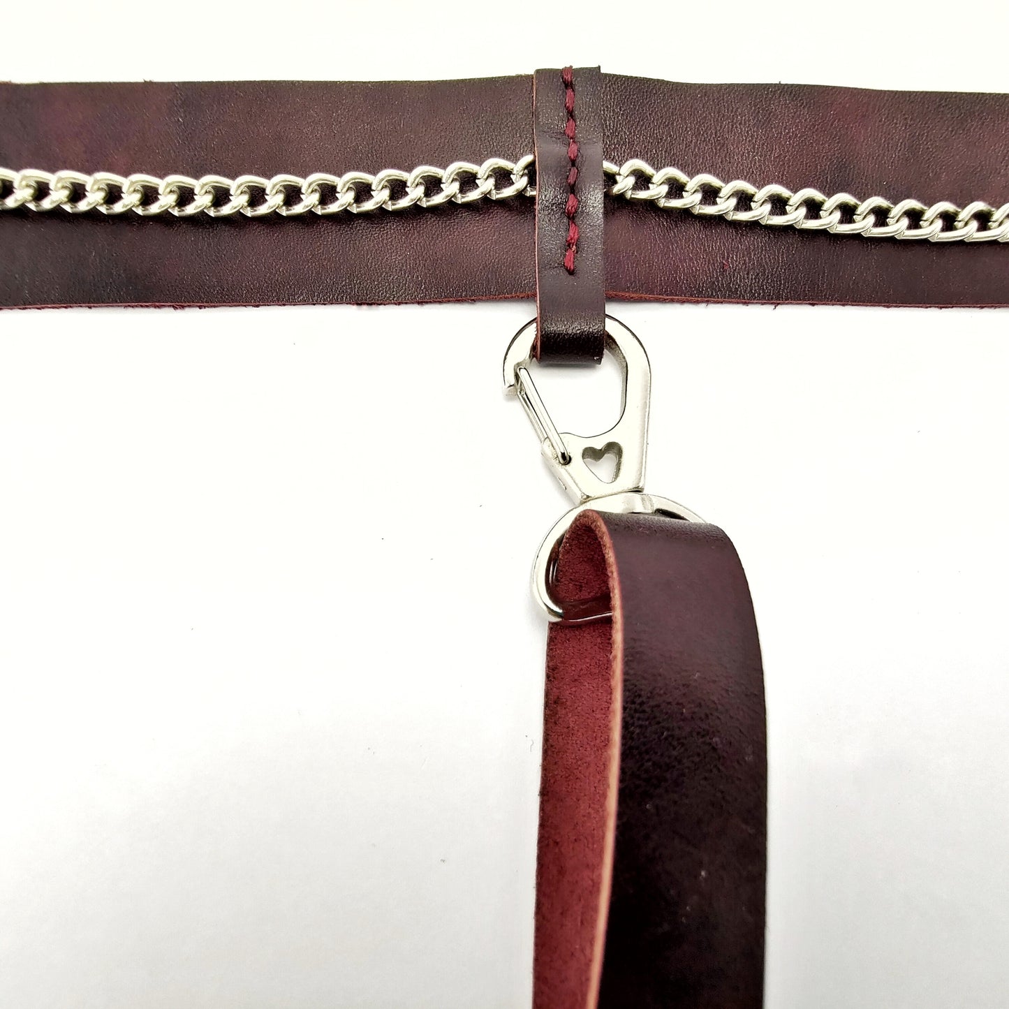 Red leather collar and leash set