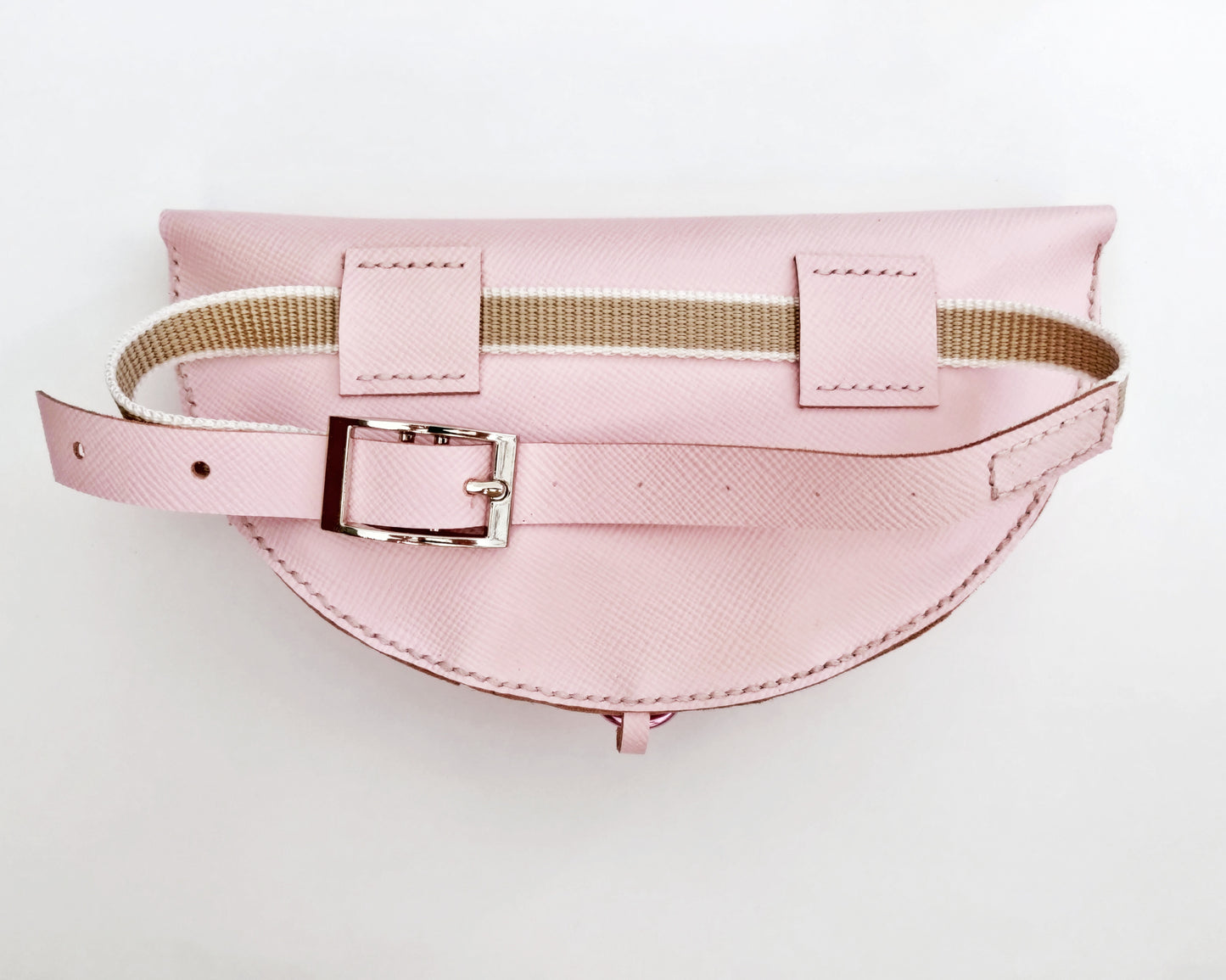 Girl fanny pack in pink with a purple heart accent