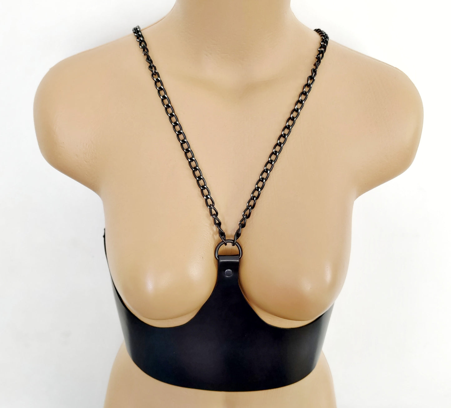 Leather and chain underbust harness