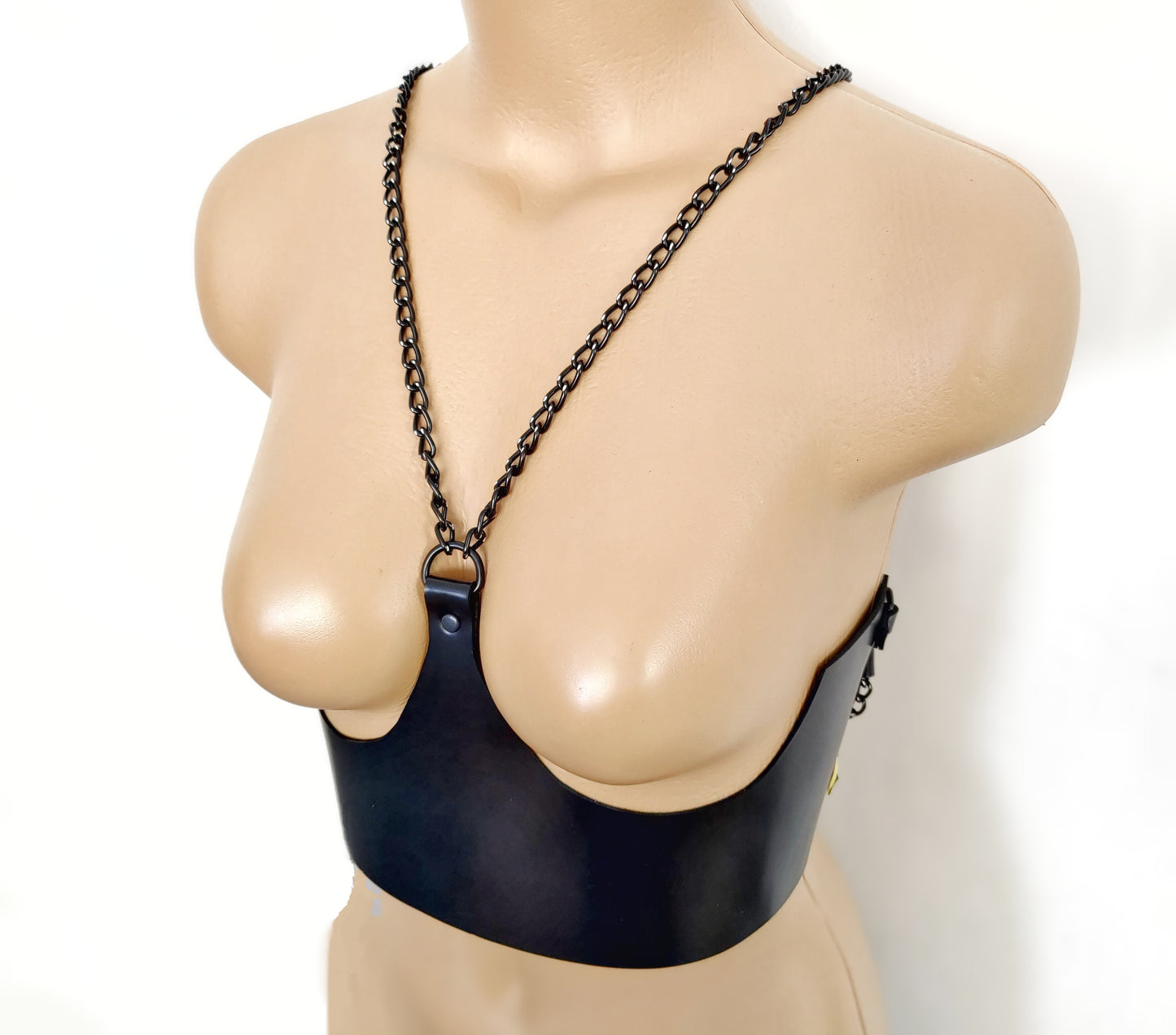 Leather and chain underbust harness